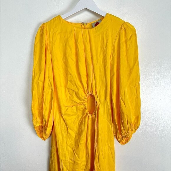 FARM RIO Cutout Piped Ring Midi Dress in Yellow Size Small - Picture 6 of 16